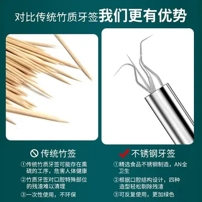 7件套【新人立减5元】不锈钢牙线套装便携家用剔牙超细牙缝针