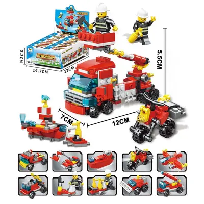 Bausteine-Set, Feuerwehr-Lernspielzeug mit Minifiguren - 4