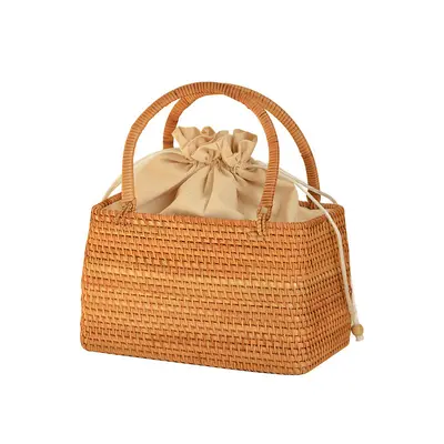 Handmade Vietnamese Woven Basket, Nordic Style Picnic and Outing Basket - 6