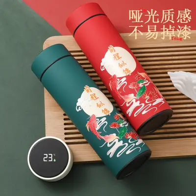 智能温度显示保温杯批发国潮礼品水杯制定测温商务杯子中国风直杯