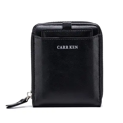 CarrKen Men's Short Wallet with Zipper and Tri-Fold Card Holder - 6