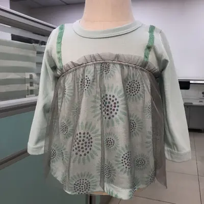 25 Spring Style Girls' Cute and Sweet Round Neck Ready-Made Solid Color Lace Insert Autumn Children's Clothing Long Sleeve T-Shirt
