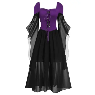 Halloween Hexen-Trägerkleid lang, 10 Farben