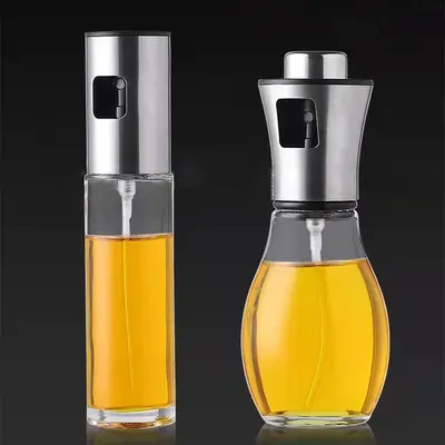 Stainless steel oil spray bottle, glass, ball press-type, BBQ, kitchen