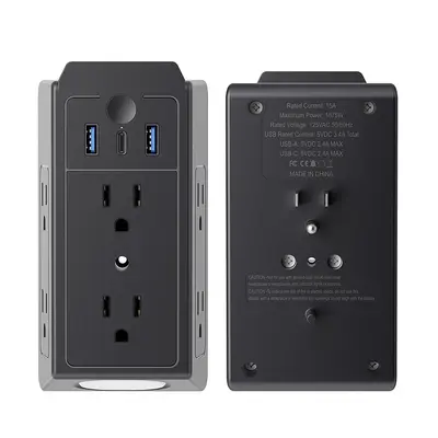 Amerikan standart duvar prizi duvar fişi üç taraflı tek dönüşlü çoklu dönüştürücü takılabilir ev seyahat yerleştirme istasyonu elektrik çarpmasını önlemek için - 7