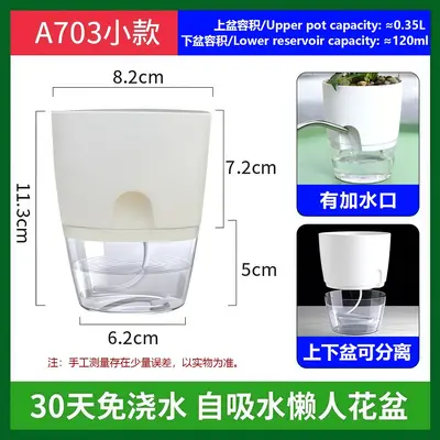 Self-Watering Resin Flower Pot, Transparent Double-Layer - 7