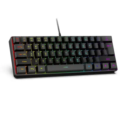 61 tuşlu RGB oyun kablolu klavye ve fare seti renkli MINI mekanik olmayan film siyah beyaz bilgisayar klavyesi - 7