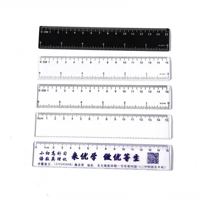 15 cm Plastic Straight Ruler, Multifunctional Black Scale School Ruler