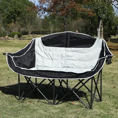Two-Person Folding Camping Chair with Armrests