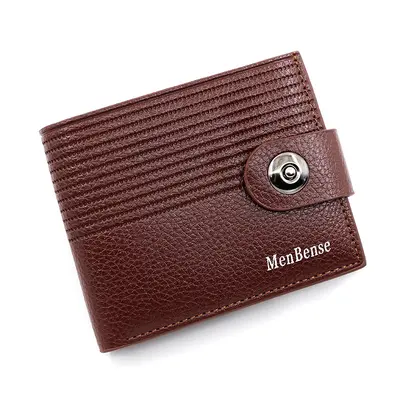 Men's Short Striped Wallet with Magnetic Snap and Coin Pouch, Slim Design - 7