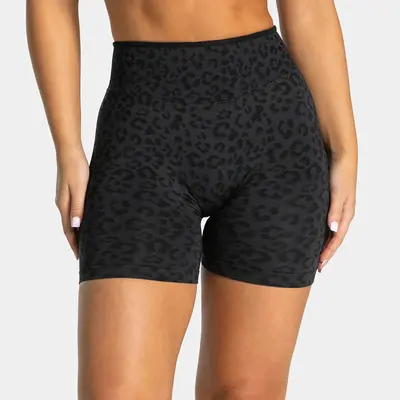 TEVEO Leopar Desenli Kadın Yoga Şortu, Yüksek Bel, Kalça Kaldırıcı - 8