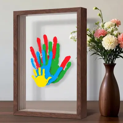 DIY akrilik boya seti ve ahşap el izi çerçevesi, dört ve beş gözlü