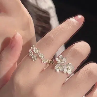 十只装】戒指韩版爱心女小众设计百搭轻奢指环姐妹戒指可调节 - 3