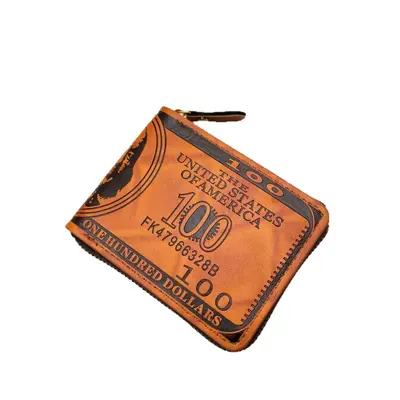 Men's Wallet with US Dollar Print, Retro Coin Compartment, Ultra-Light Short Zip - 6