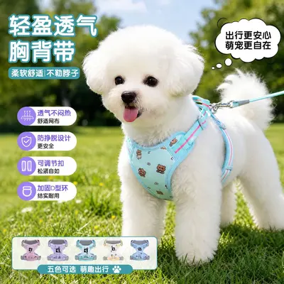 Adjustable Reflective Vest-Style Dog Harness and Leash for Small and Medium Dogs