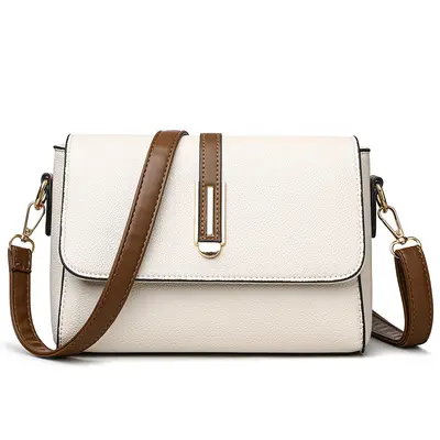 Large Capacity Soft Leather Shoulder Bag in Contrast Colours - 8