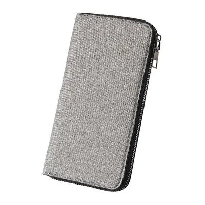 Men's Long Canvas Wallet with Zipper and Multifunctional Phone Compartment - 6