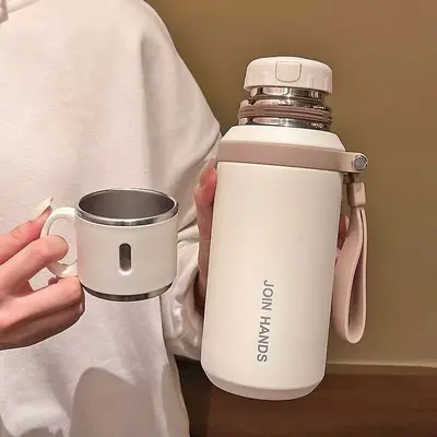 316 Paslanmaz Çelik Termos Bardak, 500 ml Çay Süzgeçli, Taşınabilir - 1