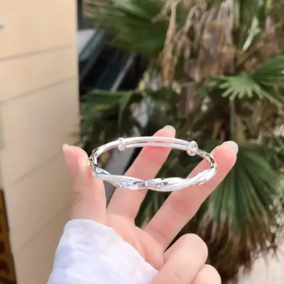 Mobius bracelet, women's, solid metal - 5