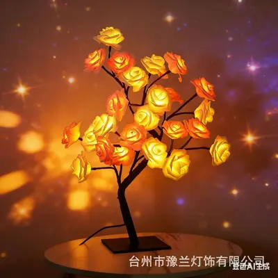 USB LED Artificial Rose Tree Lamp with Removable Plastic Base, Night Light - 9