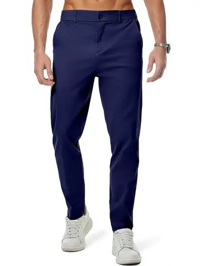 Plus Size Amazon Large Size Wrinkle-Resistant Trousers Long Pants Golf Men's Stretch Solid Color Work Business Formal Dress Pants