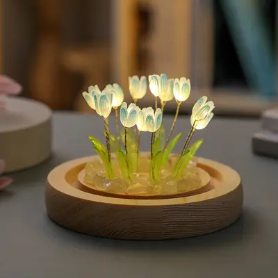 Lale gece lambası el yapımı diy malzeme paketi yaratıcı masaüstü atmosfer ışığı süsleri kızlar için 520 Sevgililer Günü hediyesi - 10