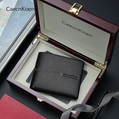 Herren-Kurzbrieftasche aus echtem Leder, weiches Rindsleder, quer, Modell 2020 - 1