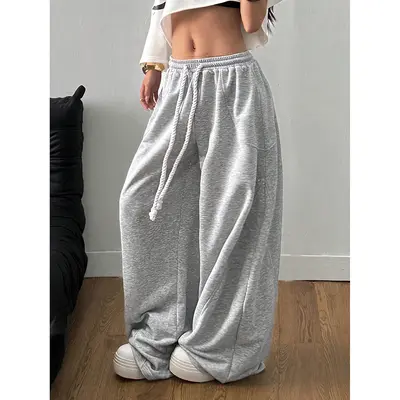 Women's Loose Wide-Leg Casual Trousers, Drape Fit, Long