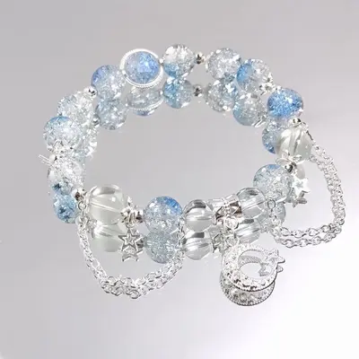 Women's Moon Crystal Beaded Bracelet, Versatile Design - 7