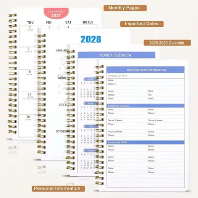 A5 spiralli 2027 dört yıllık planlama defteri, haftalık program