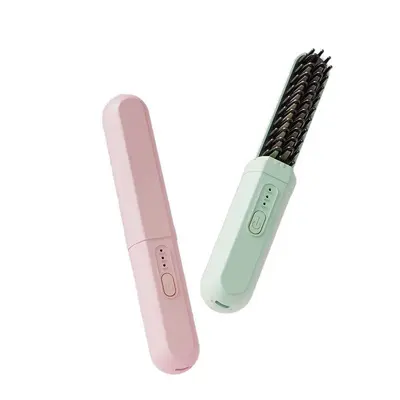 Cross-Border Wireless Straight Hair Comb Negative Ion Hair-Protective Fluffy High Crown Styling Tool 2-in-1 Straight and Curl Hair Straightener Electric Comb
