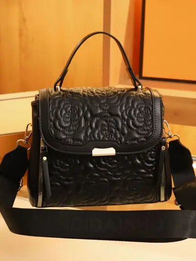 Damen-Schultertasche mit Prägemuster, Crossbody - 1