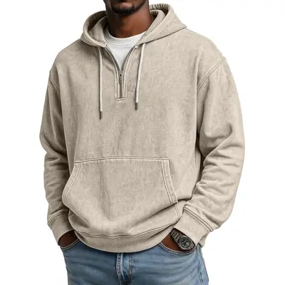 Men's Hooded Half-Zip Sweatshirt, Digital Print, Autumn 2025
