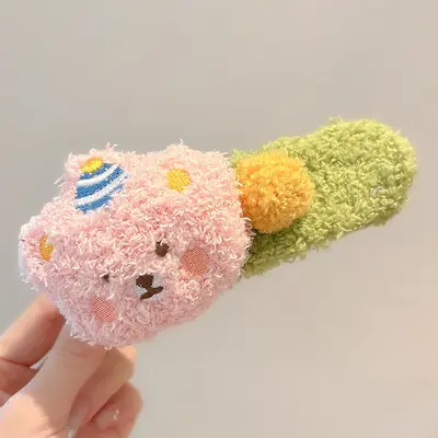 Süßer vielseitiger flauschiger Pudding-Bär niedlicher Katzen-Enten-Clip große Haarspange Haarschmuck 2025 Neu hinten am Kopf - 9