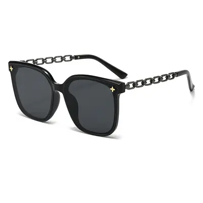 Oversized Frame Chain Sunglasses, UV400 Protection, Unisex - 9