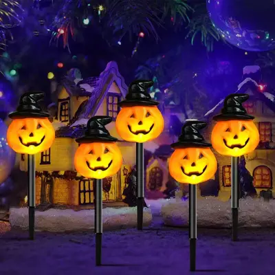 Halloween Solar LED Garden Light String, Waterproof, Pumpkin Ghost Design - 12