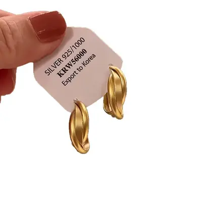 14K gold-plated geometric earrings, vintage style