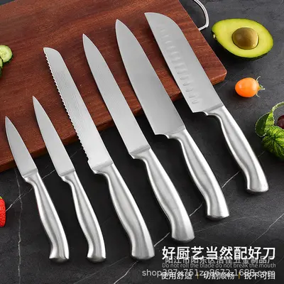 Edelstahl-Messerset 6-teilig mit Kochmesser und Santoku - 1