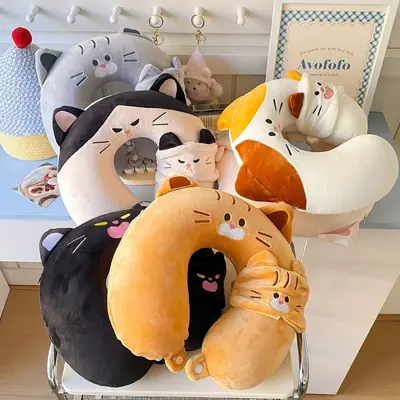 Kedi göz maskeli U şeklı boyun yastığı - 2