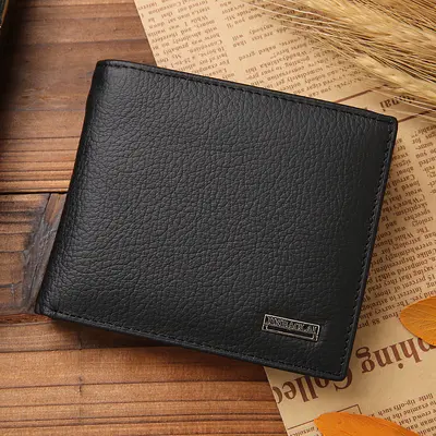JINBAOLAI Short Men's Wallet Genuine Leather with Coin Pocket - 7