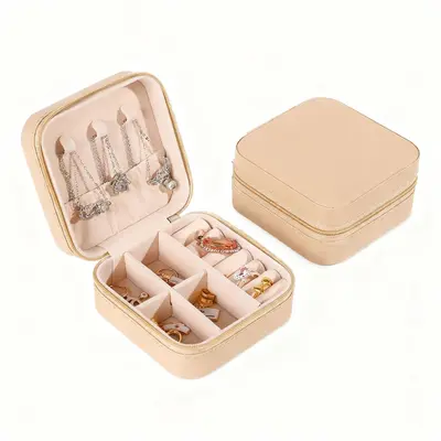 High-quality travel storage box, leather, portable, compact and elegant European-style jewelry box, rings, necklaces, earrings, bracelets