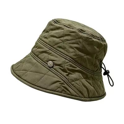Korean-Style Diamond Quilted Bucket Hat, Windproof Wide Brim - 7