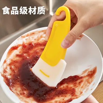 Tencere, tava ve ocakların altındaki yağ lekelerini gidermek için mutfak temizliği yumuşak kazıyıcı, kazıyıcı bıçak, yumuşak kafa temizleyici, yumuşak silikon kazıyıcı