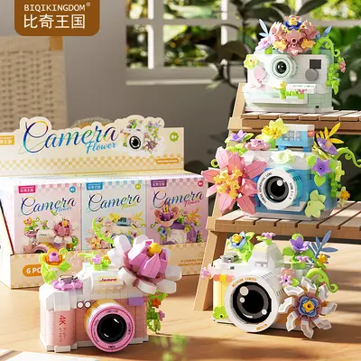 Совместим с Lehua Flower Camera Instant Print Tall Building Block Assembly Educational Toys Children Gift Wholesale Cross-Border