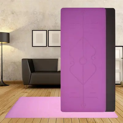 TPE kaymaz yoga matı, kalınlaştırılmış çift katmanlı, taşınabilir - 4