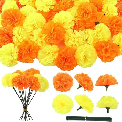 Halloween Marigold and Carnation Artificial Flower 6cm 9cm - 9