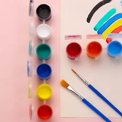 3ml Acrylic Paint 12-Color Paint Brush Set with Attached Brushes, DIY Painting Kit for Kids, Kite Mask Painting Supplies