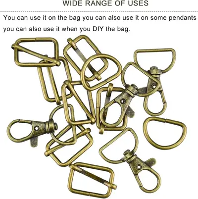 50 Bronze Keychains with Rotating Hook, D-Ring and Slide Clasp
