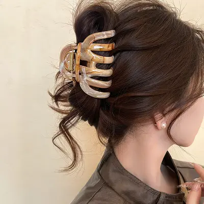 Super strong grip ~ Extra large ink pumpkin claw clip for women new premium back head shark hair clip summer 2024 hair accessories.