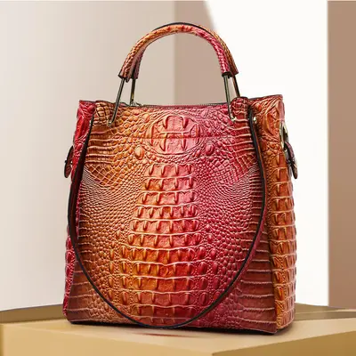 Women's Large Embossed Bucket Bag with Inner Tote - 13